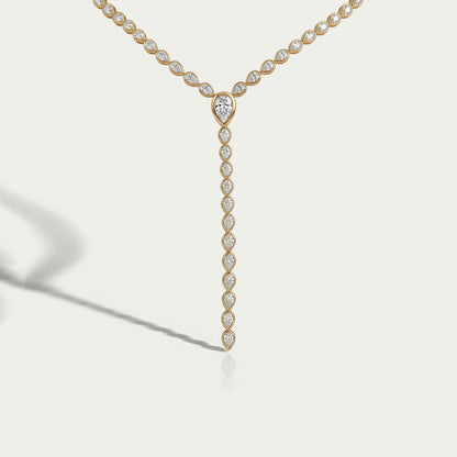 Pear Diamond Bezel Set Lariat Tennis Necklace Necklaces