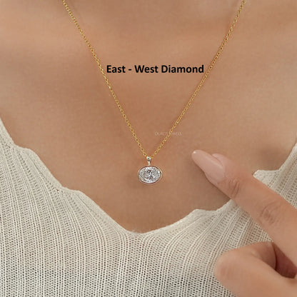 Oval Lab Diamond Bezel Set Solitaire Pendant Necklaces