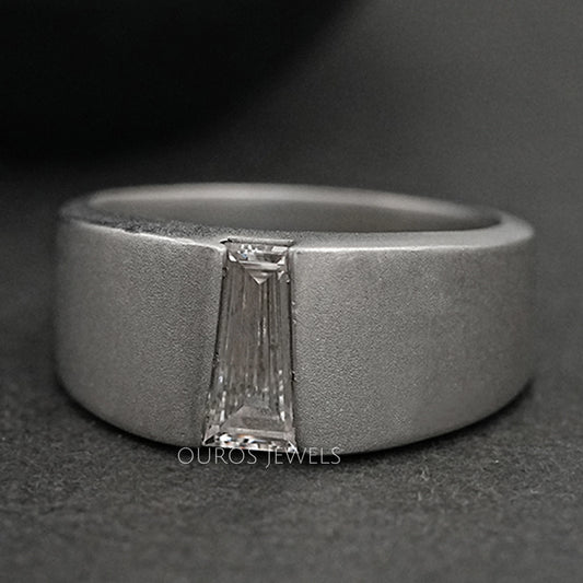 Tapered Baguette Cut Solitaire Men's Ring