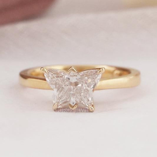 Pink Butterfly Diamond Solitaire Proposal Ring