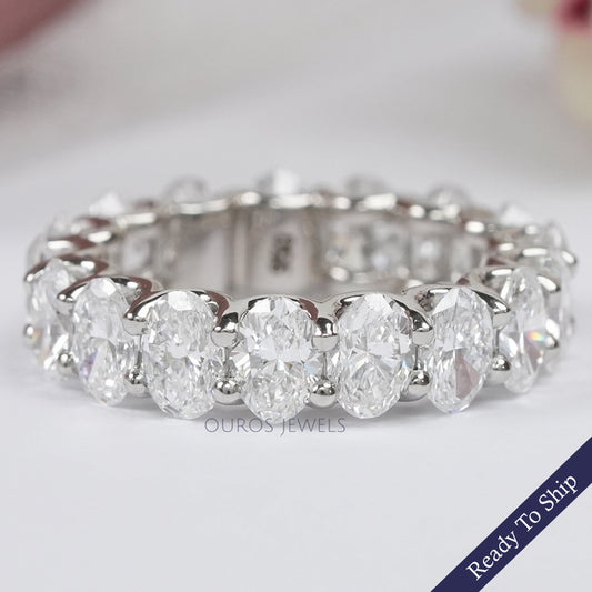 Oval Diamond Eternity Band, Platinum Wedding Band Rings