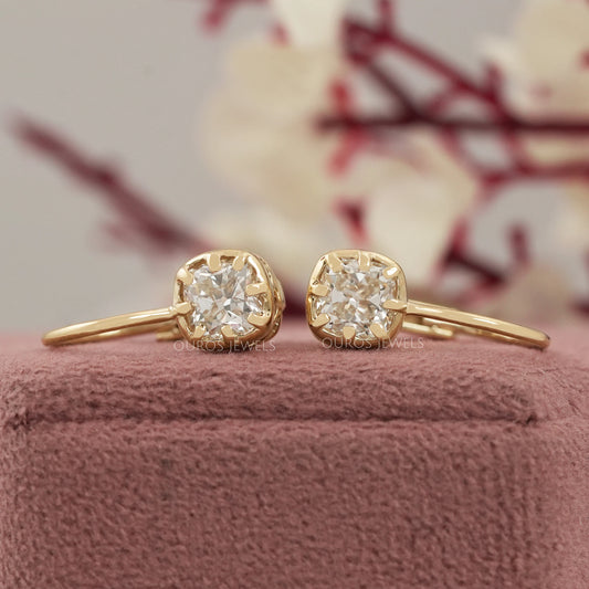 Old Mine Cushion Lab Diamond Drop Dangle Earring