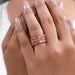 pink emerald cut three row diamond band