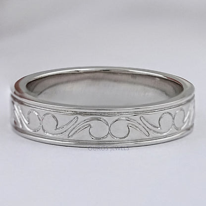 Scroll Engraved Wedding Men's Bands Rings