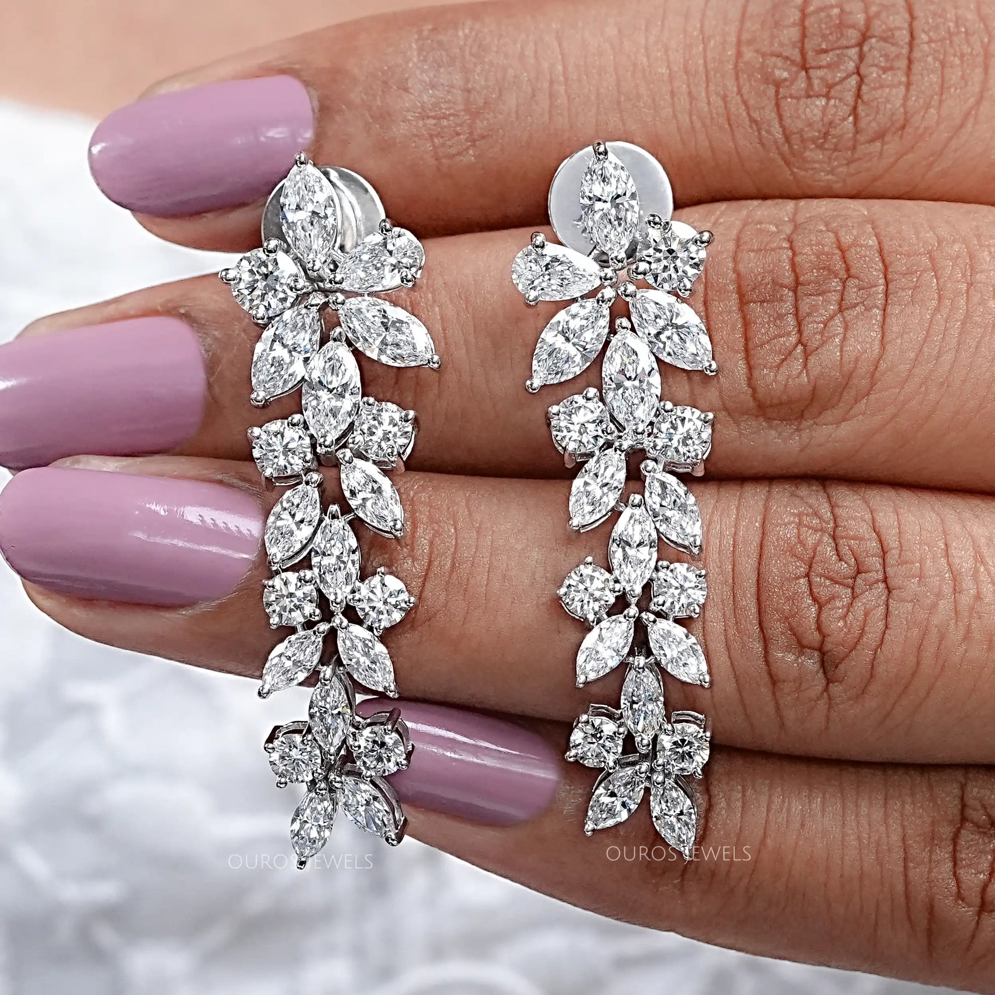 Multi-Shape Lab Grown Diamond Dangle Earrings