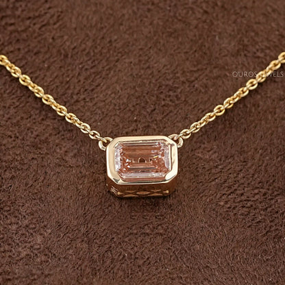 Bezel Set Pink Emerald Solitaire Pendant Necklaces