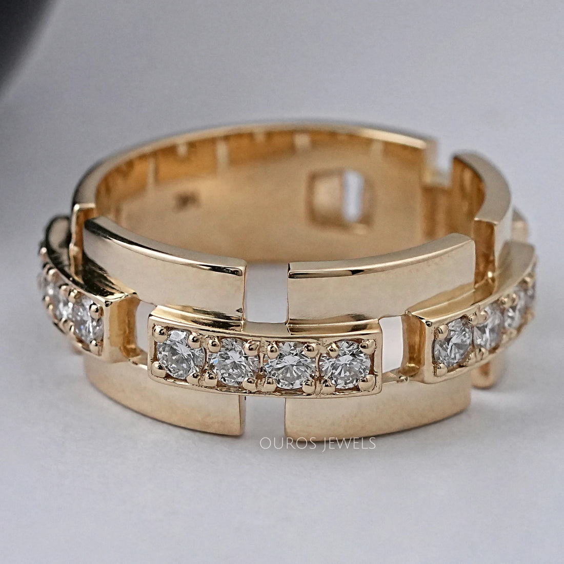 Yellow Gold Round Cut Lab Diamond Wedding Band Ring