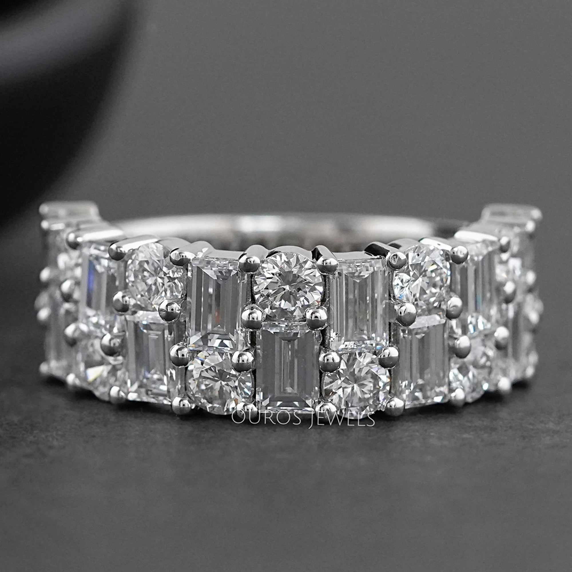 Baguette And Round Brilliant Cut Unisex Rings For Couples Ring