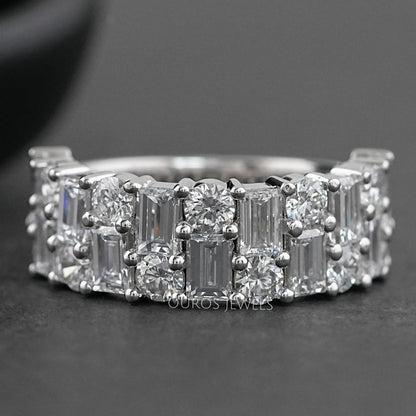 Baguette And Round Brilliant Cut Unisex Rings For Couples Ring