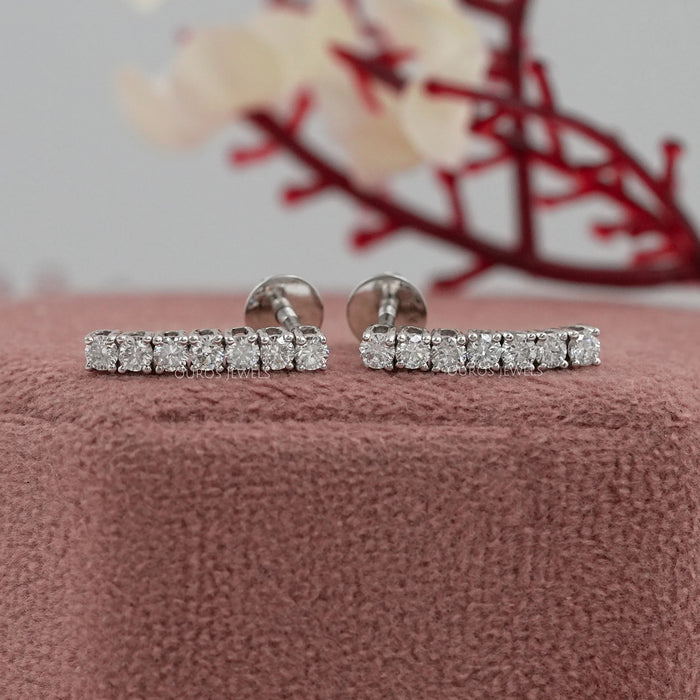 Round Lab Diamond Linear Drop Earring