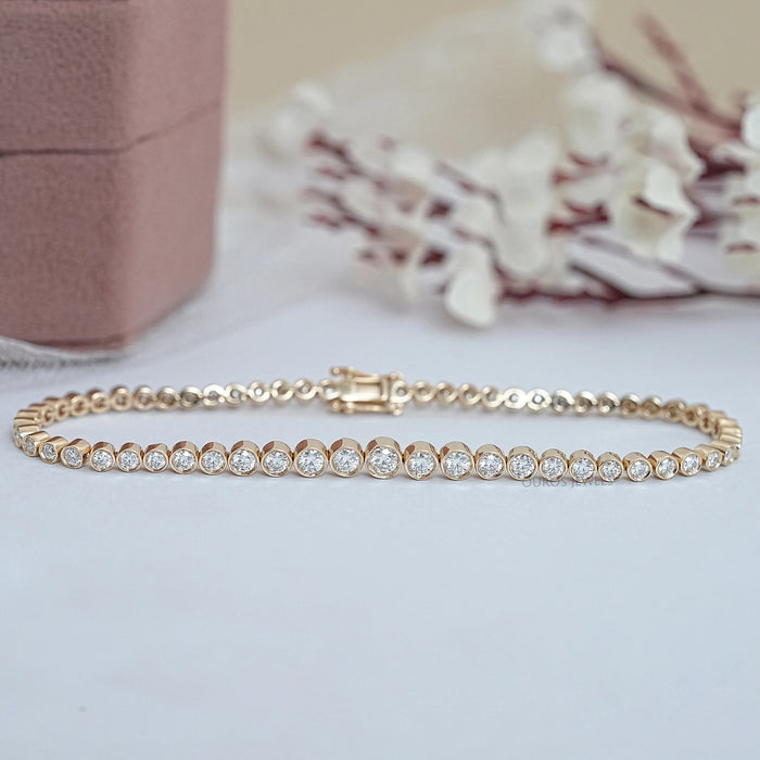 Classic Round Bezel Lab Diamond Tennis Bracelet
