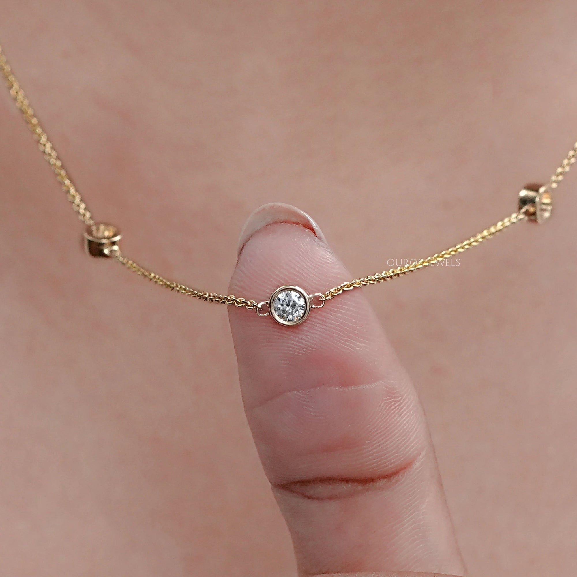 Round Lab Diamond By Yard Necklace Necklaces