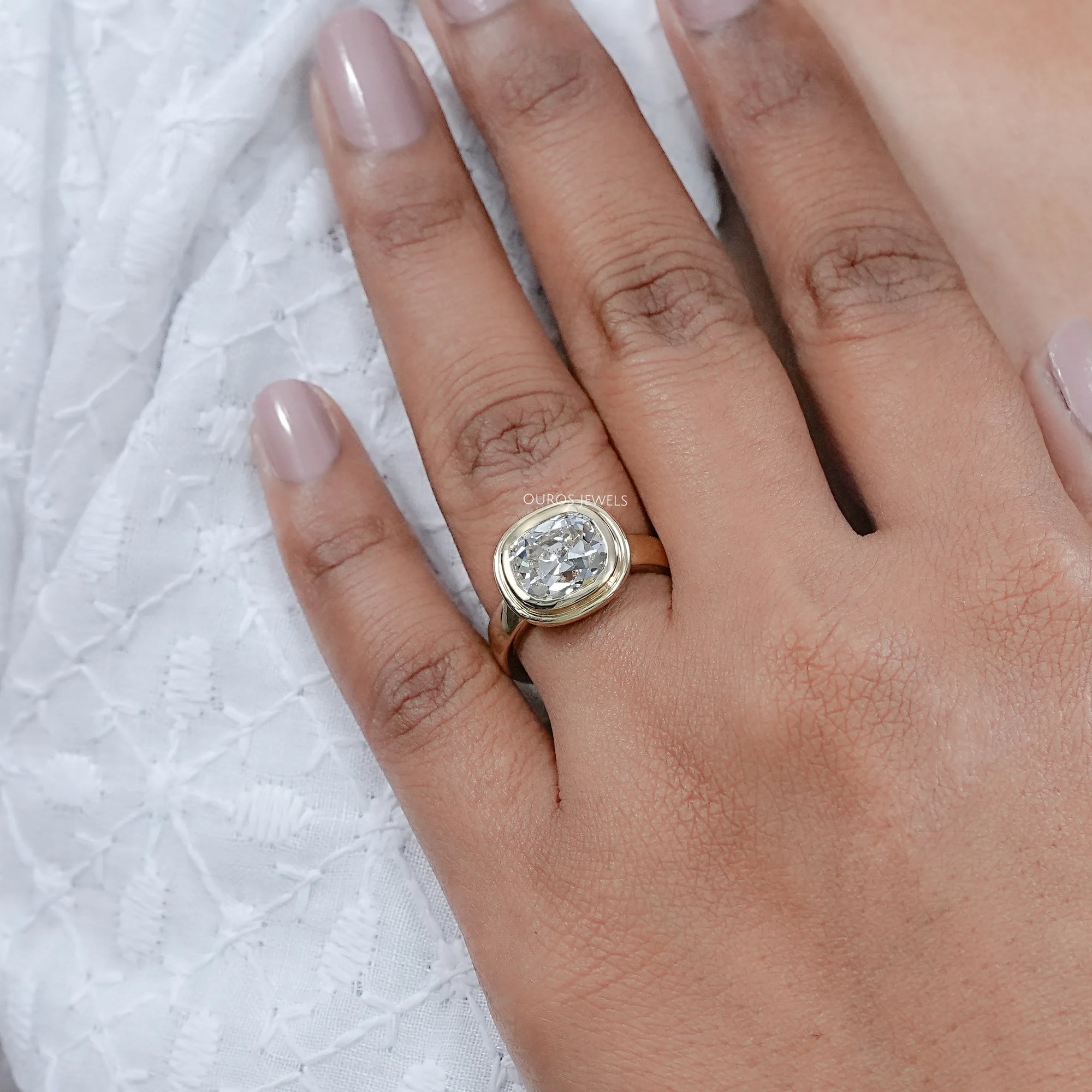 Old Mine Cushion Cut Bezel Set Ring Rings
