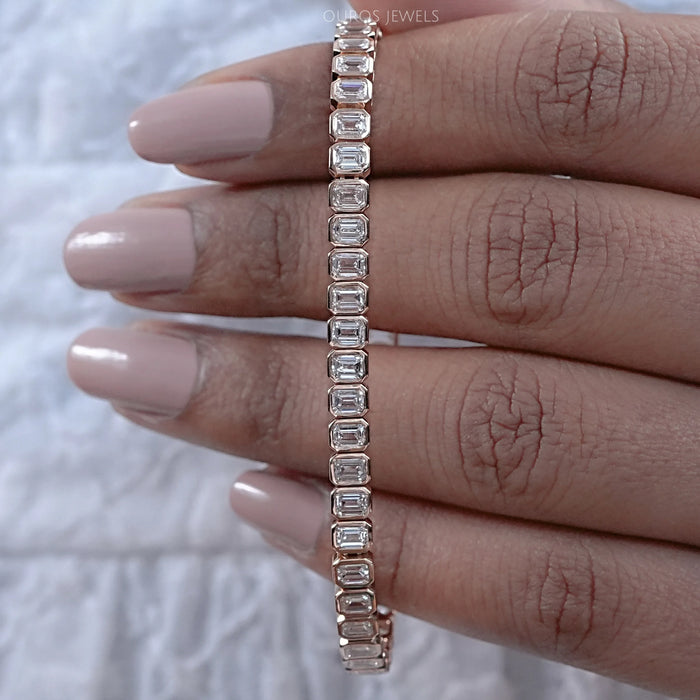 Emerald Cut Bezel Set Tennis Bracelet