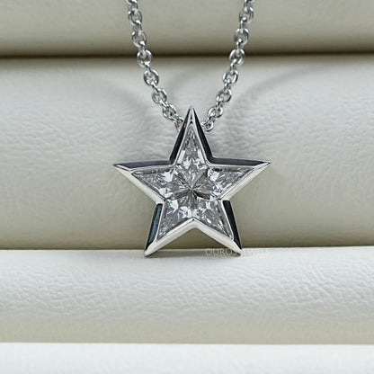 Pie Cut Diamond Star Shape Pendant Necklaces