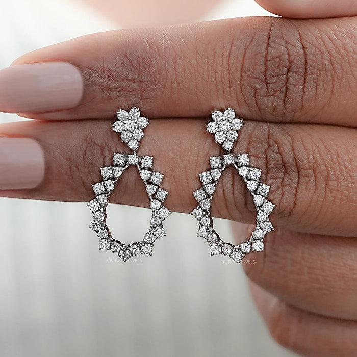 Drop Dangle Earrings With Open Pear Cut Style