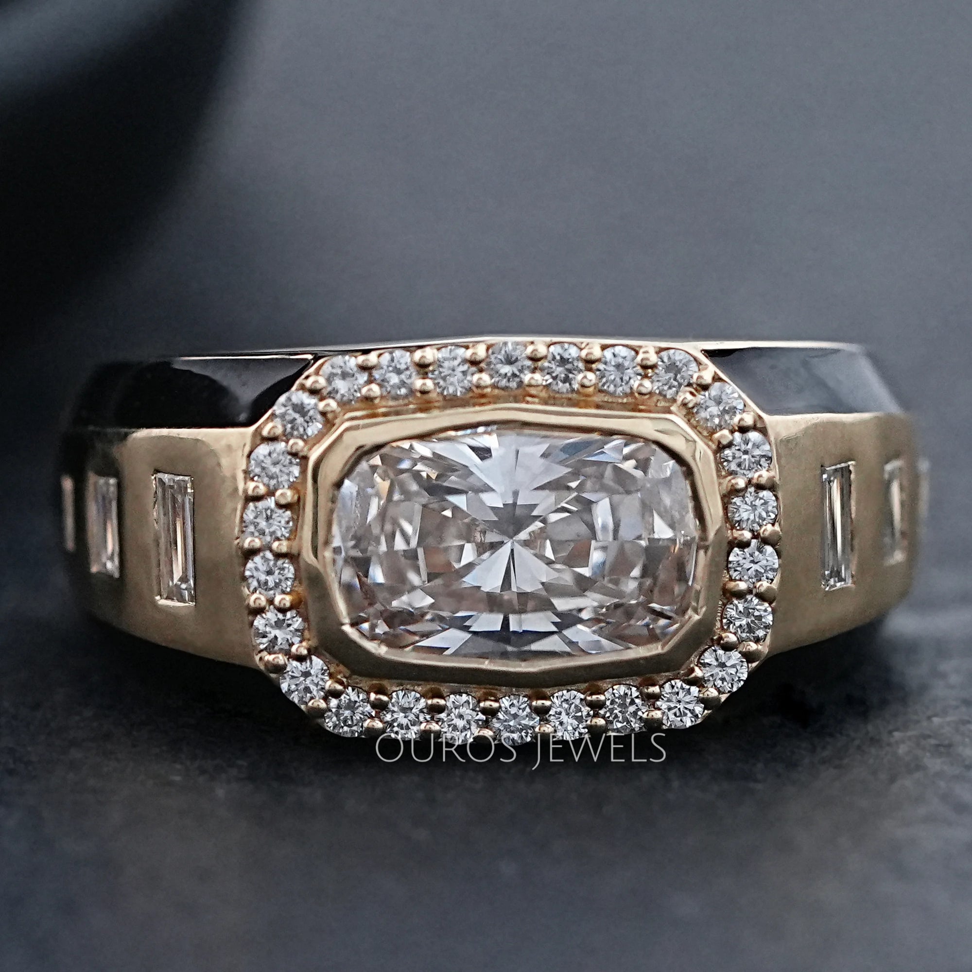 Radiant Lab Diamond Halo Men's Wedding Band Ring