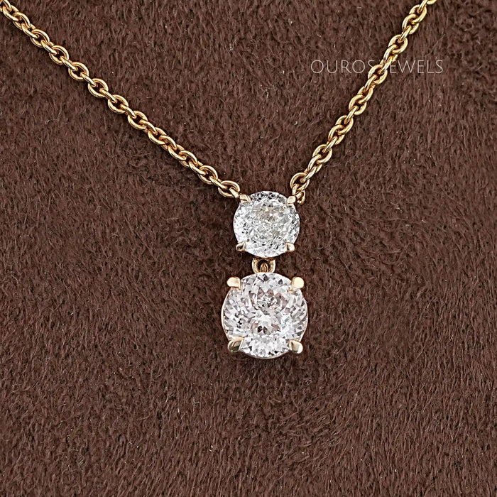 Two Stone Portuguese Round Lab Diamond Pendant