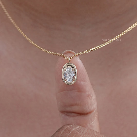 Oval Lab Diamond Molten Heirloom Pendant Necklaces