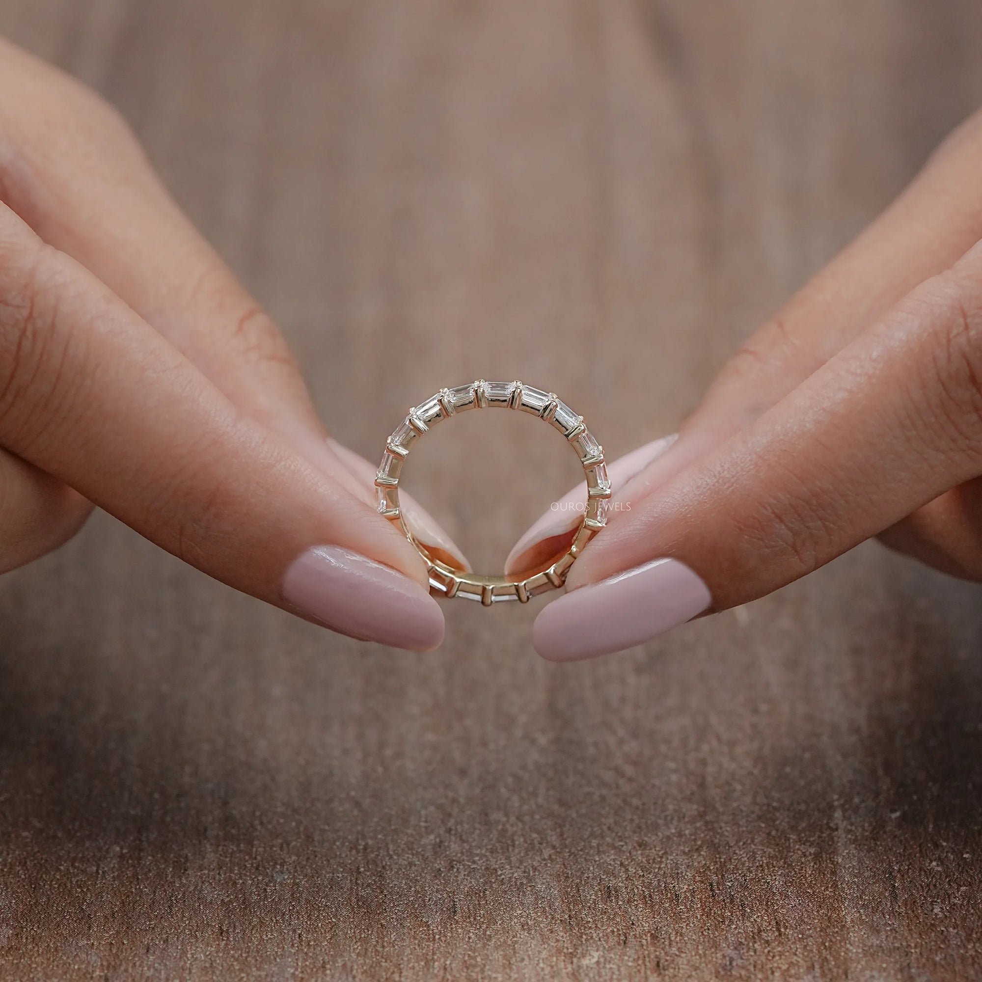 East West Emerald Lab Diamond Eternity Band Ring