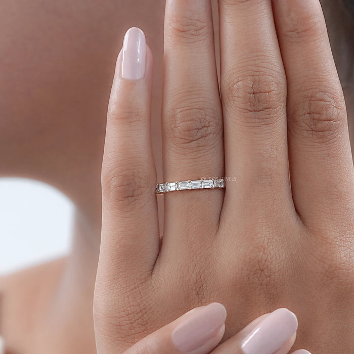 East West Emerald Lab Diamond Eternity Band