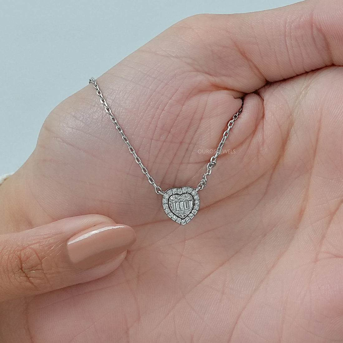 Heart Shape Cluster Lab Diamond Pendant Necklaces