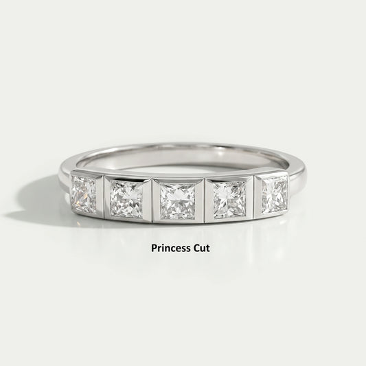 Five Stone Lab Diamond Bezel Set Ring Ring