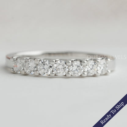 Round Cut Lab Grown Diamond Half Wedding Band