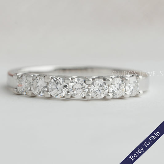 Round Cut Lab Grown Diamond Half Wedding Band