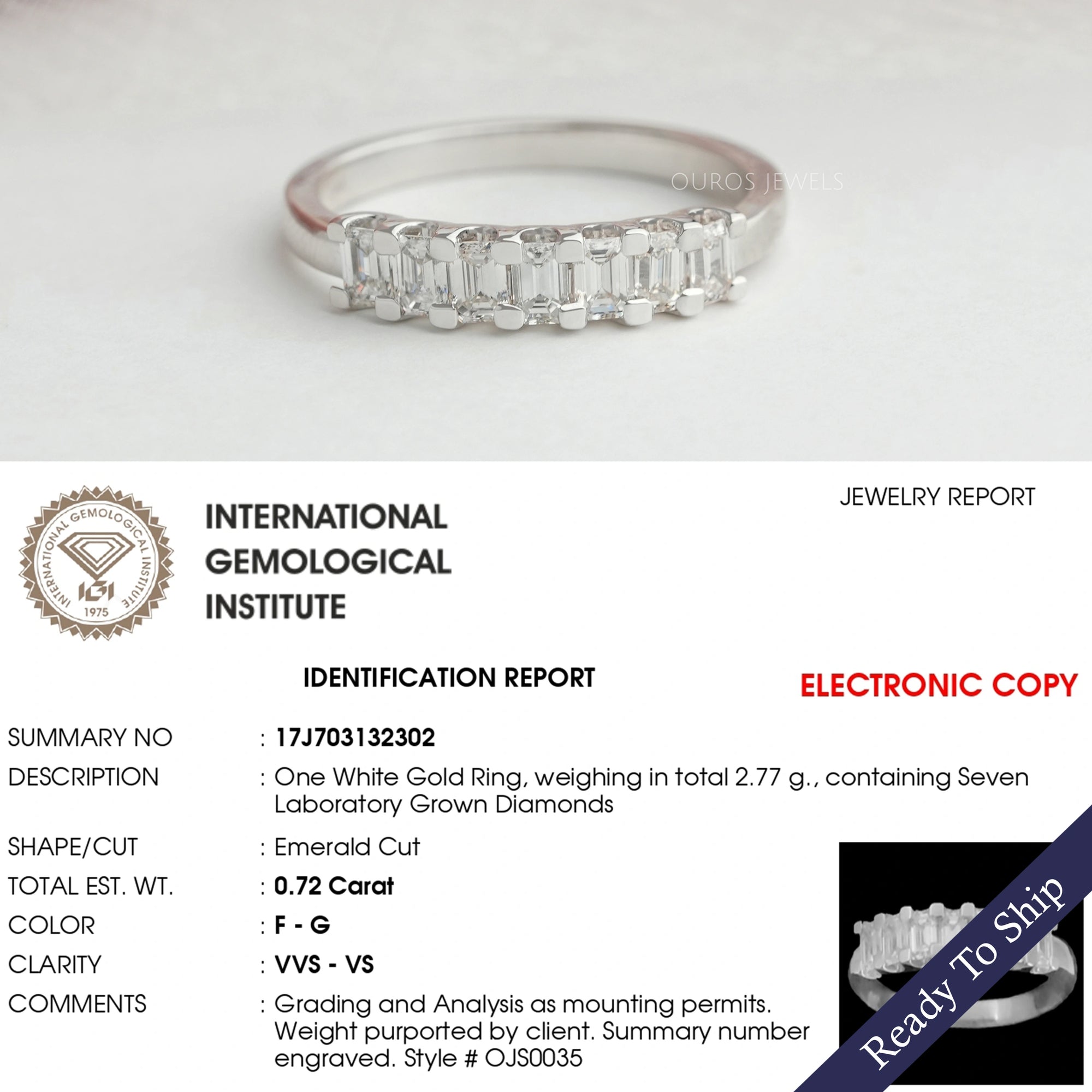 7 Stone Emerald Cut Wedding Band