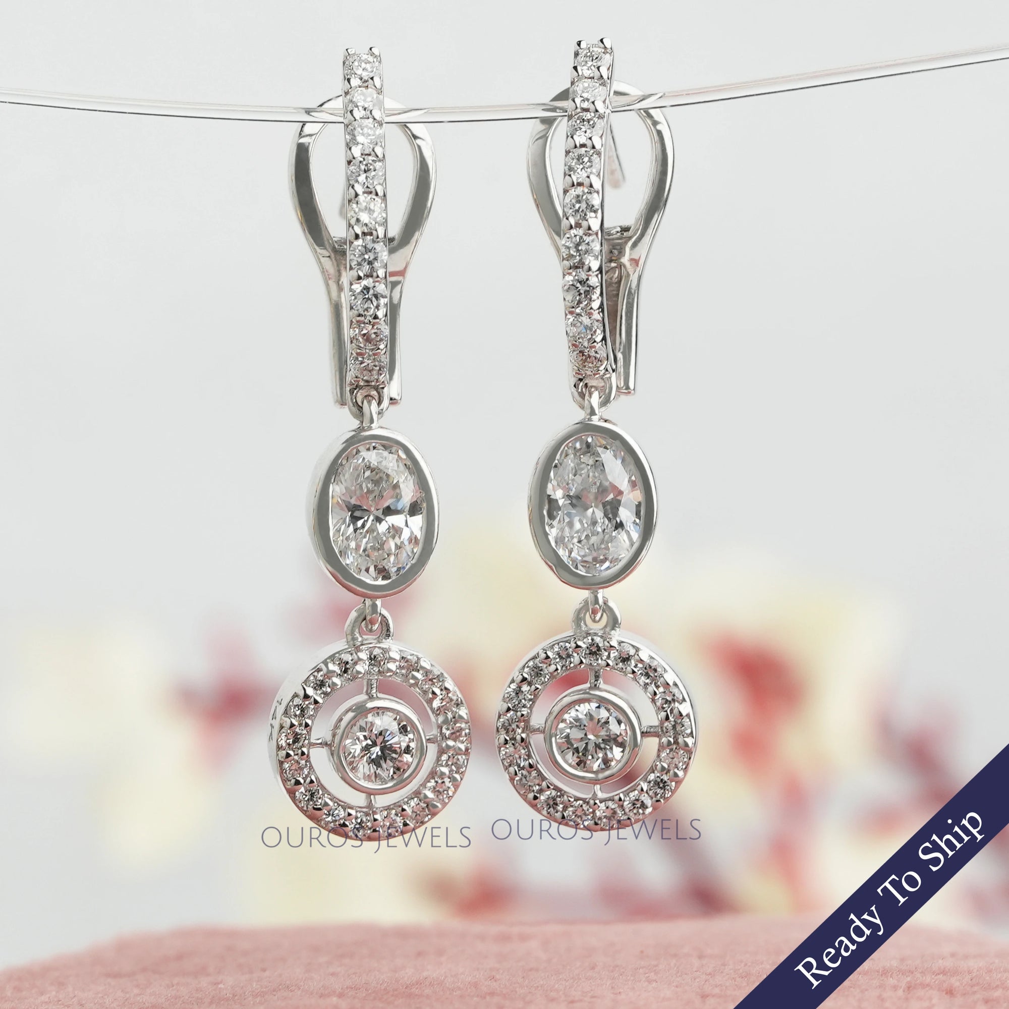 Round Cut Lab Grown Diamond Lever Back Earrings