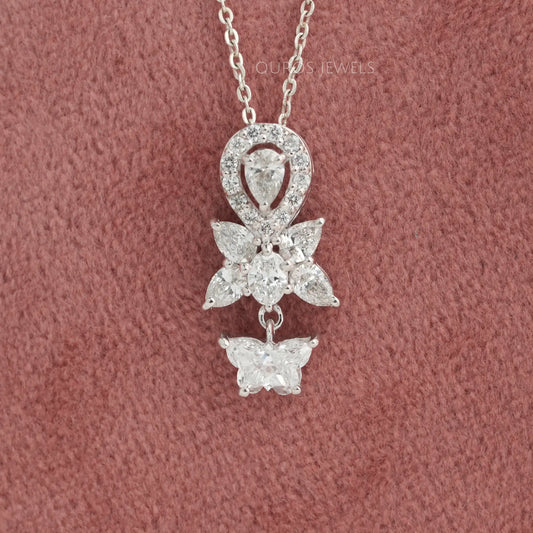Butterfly Cut Lab Diamond Bridal Pendant