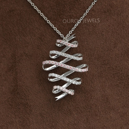 Zig Zag Round Cut Lab Grown Diamond Infinity Pendant