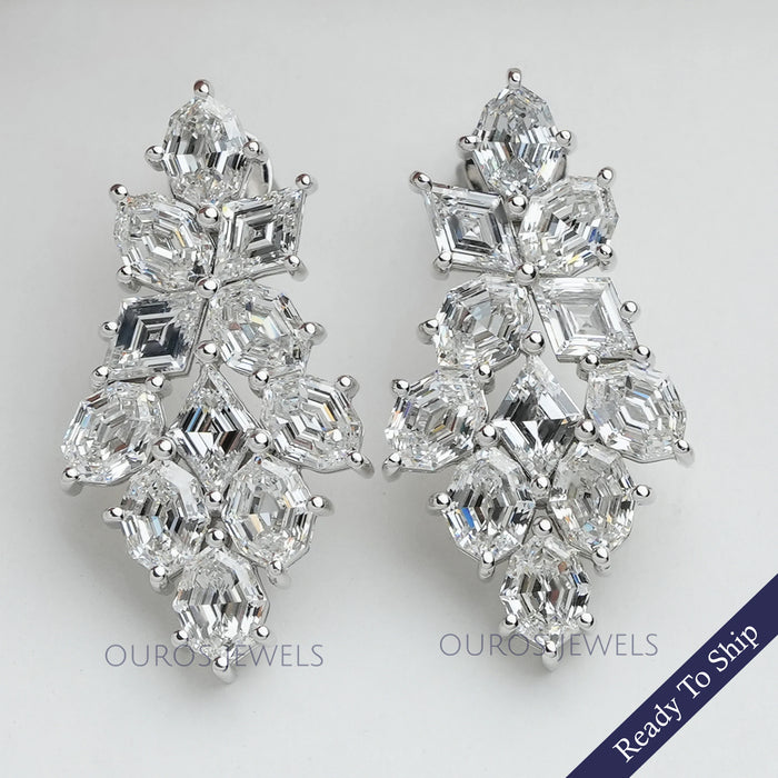 Step Cut Moval And Lonzenge  Cut Lab Diamond Earrings