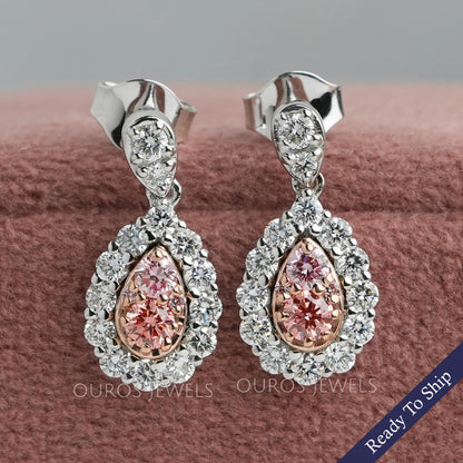 Round Cluster Diamond Halo Drop Dangle Earrings Earrings