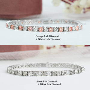 Round Diamond Tennis Bracelet in Multi Colored Shaped