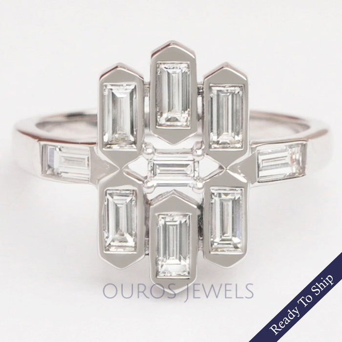 Bezel  Set Baguette Cut Lab Grown Diamond Ring