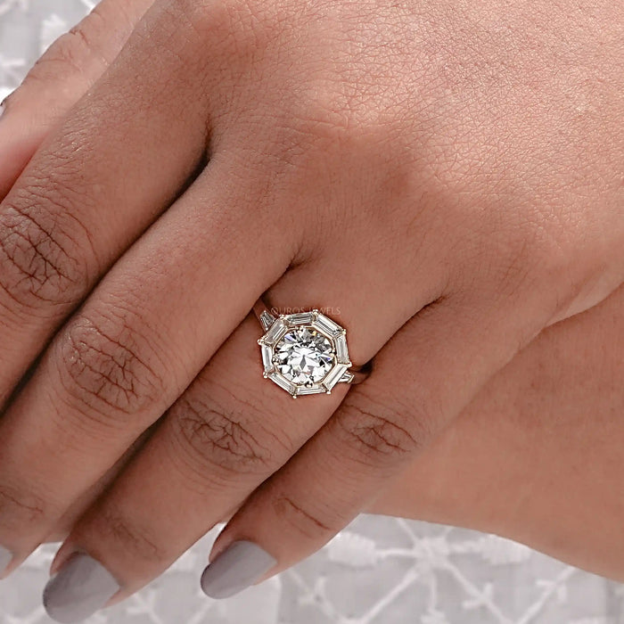 Old European Round Cut Lab Grown Diamond Halo Ring