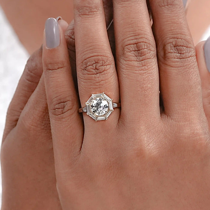 Old European Round Cut Lab Grown Diamond Halo Ring