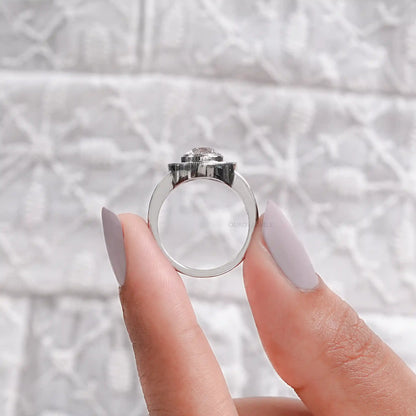 OEC Round Cut Lab Diamond Halo Engagement Ring Ring