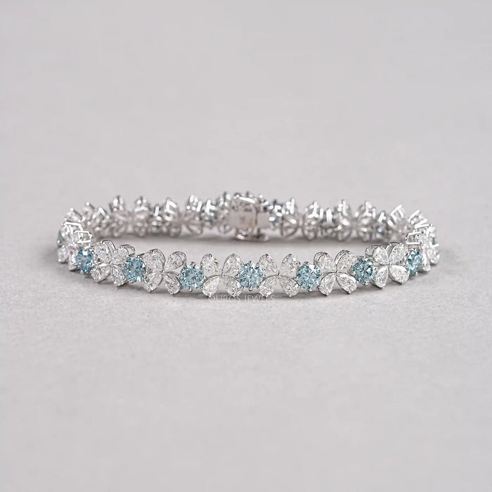 Pear-Shaped Flower Diamond  Bracelet