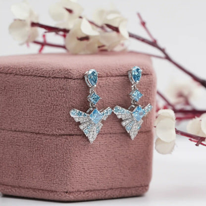 Blue Multi Shape Lab Diamond Drop Earrings Earrings