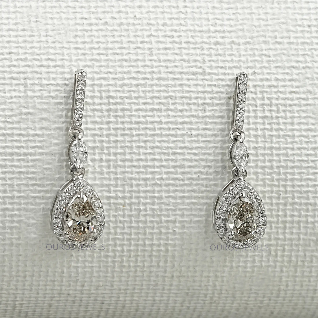 Olive Pear Shape Halo Drop Dangle Earrings Earrings