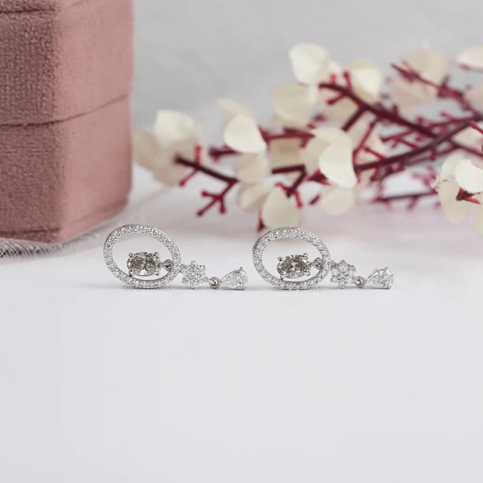 Olive Oval Lab Diamond Drop Earrings