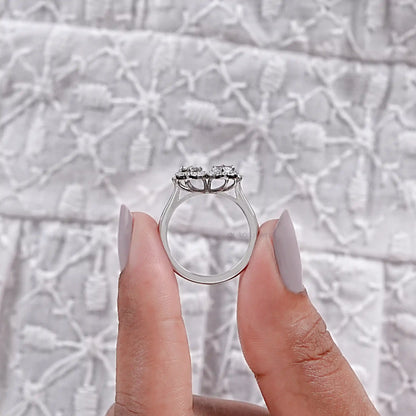 Olive Pear Shape Lab Diamond Floral Style Halo Ring Ring