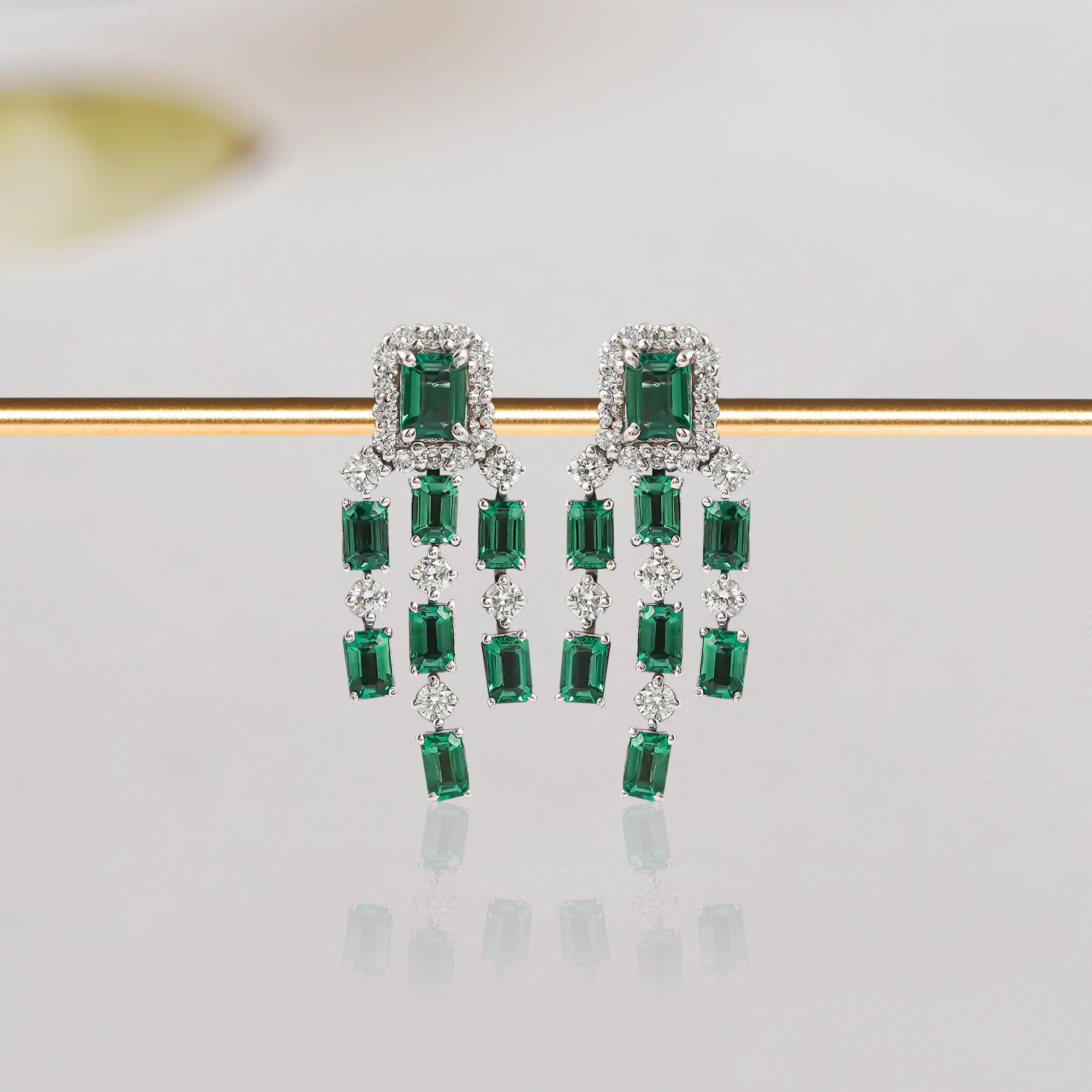 Emerald and Diamond Chandilier Earrings