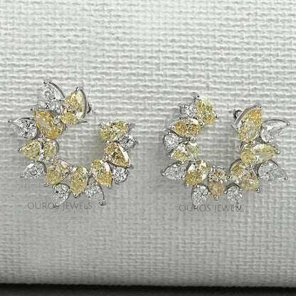 Yellow Pear Diamond Open Hoop Earrings Earring