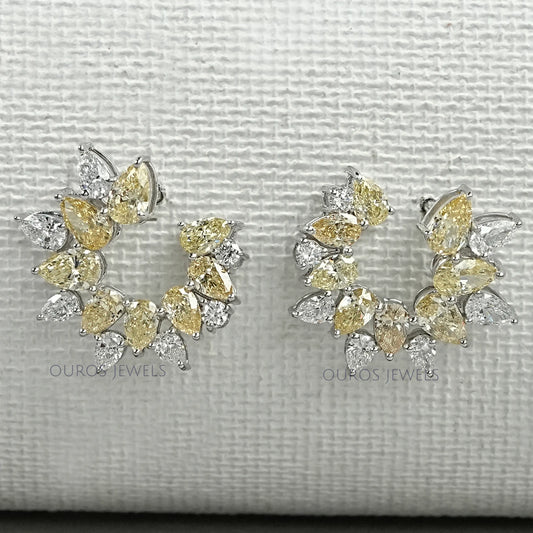 Yellow Pear Diamond Open Hoop Earrings Earring