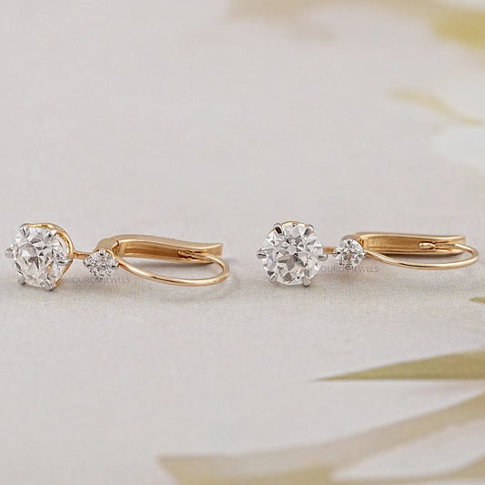 Two Stone Old European Round Cut Dangle Earrings Earrings