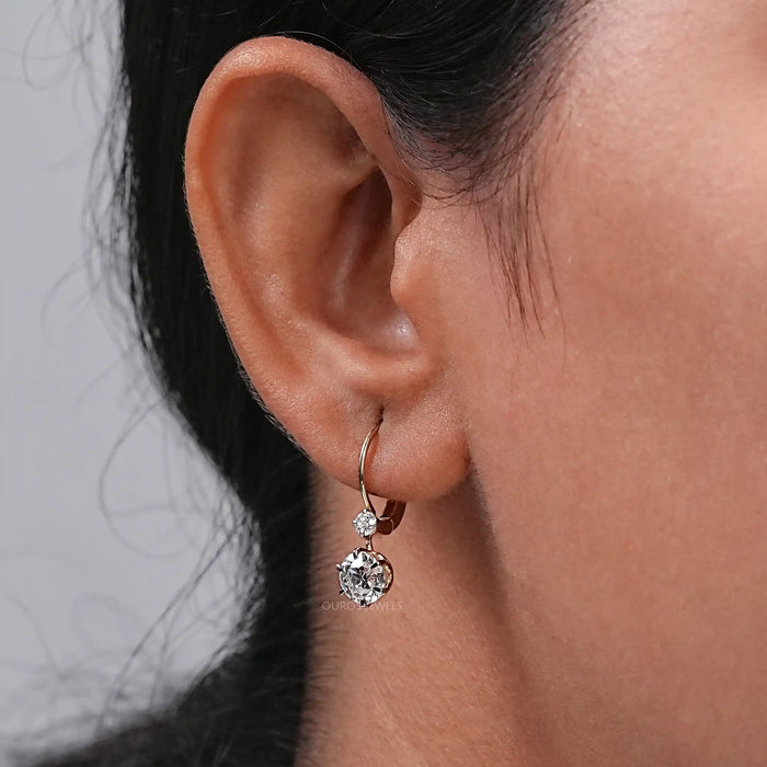 Old European Round Lab Diamond Drop Earrings